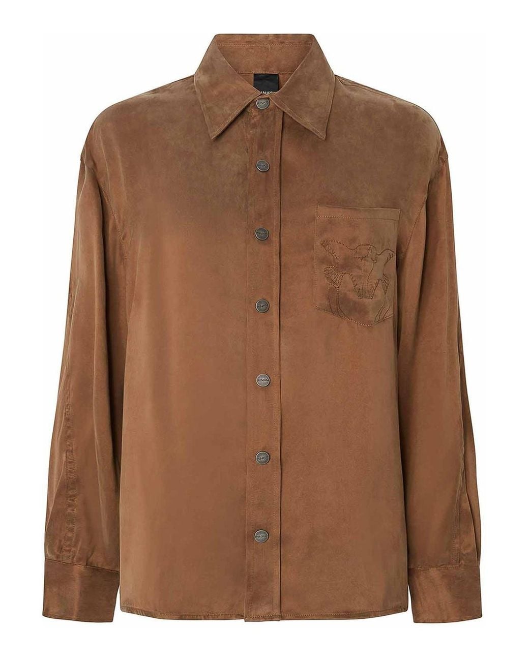Pinko Brown Cupro And Viscose Twill Shirt