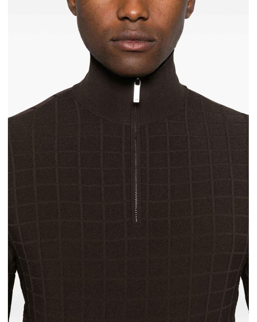 Emporio Armani Brown High Neck Pullover for men