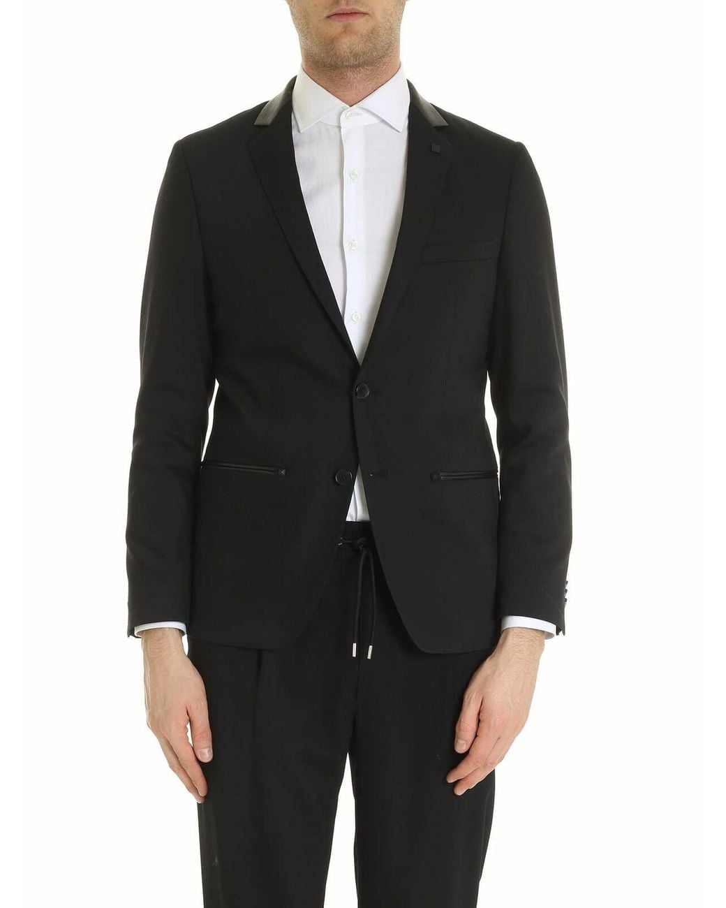 Karl Lagerfeld Black Dark Jacket With Leather Insert for men