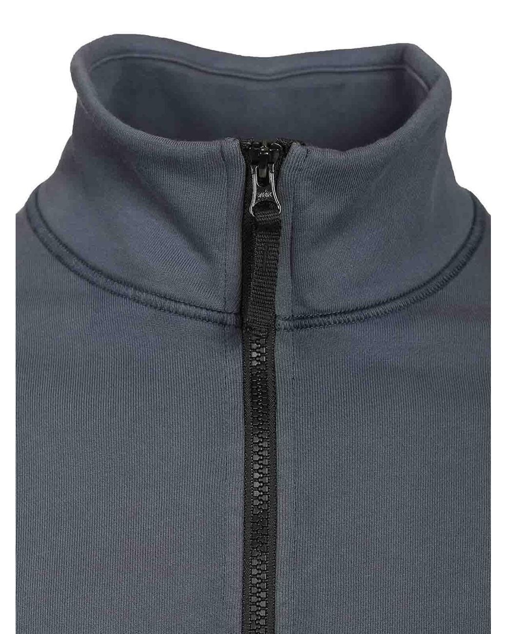 Stone Island Gray Organic Cotton Sweatshirt With Short Zip for men
