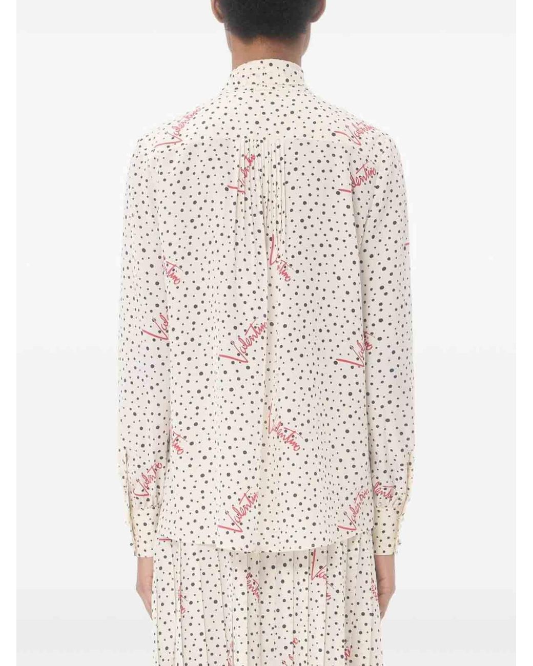 Valentino Garavani Natural Plus De Pois Crepe De Chine Bubble Shirt
