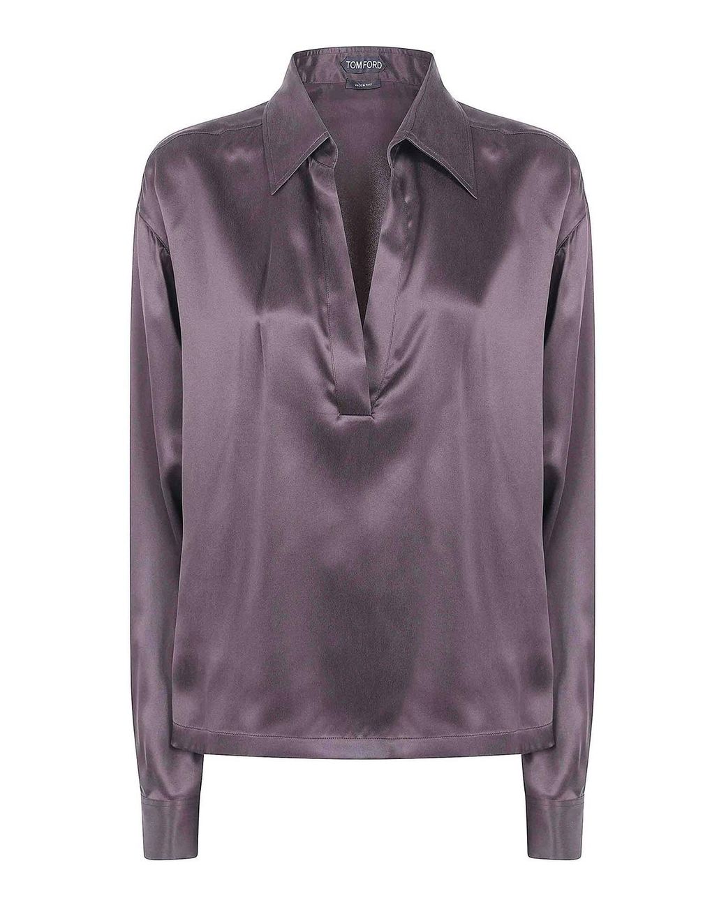 Tom Ford Purple Peach Feel Silk Satine Polo Shirt
