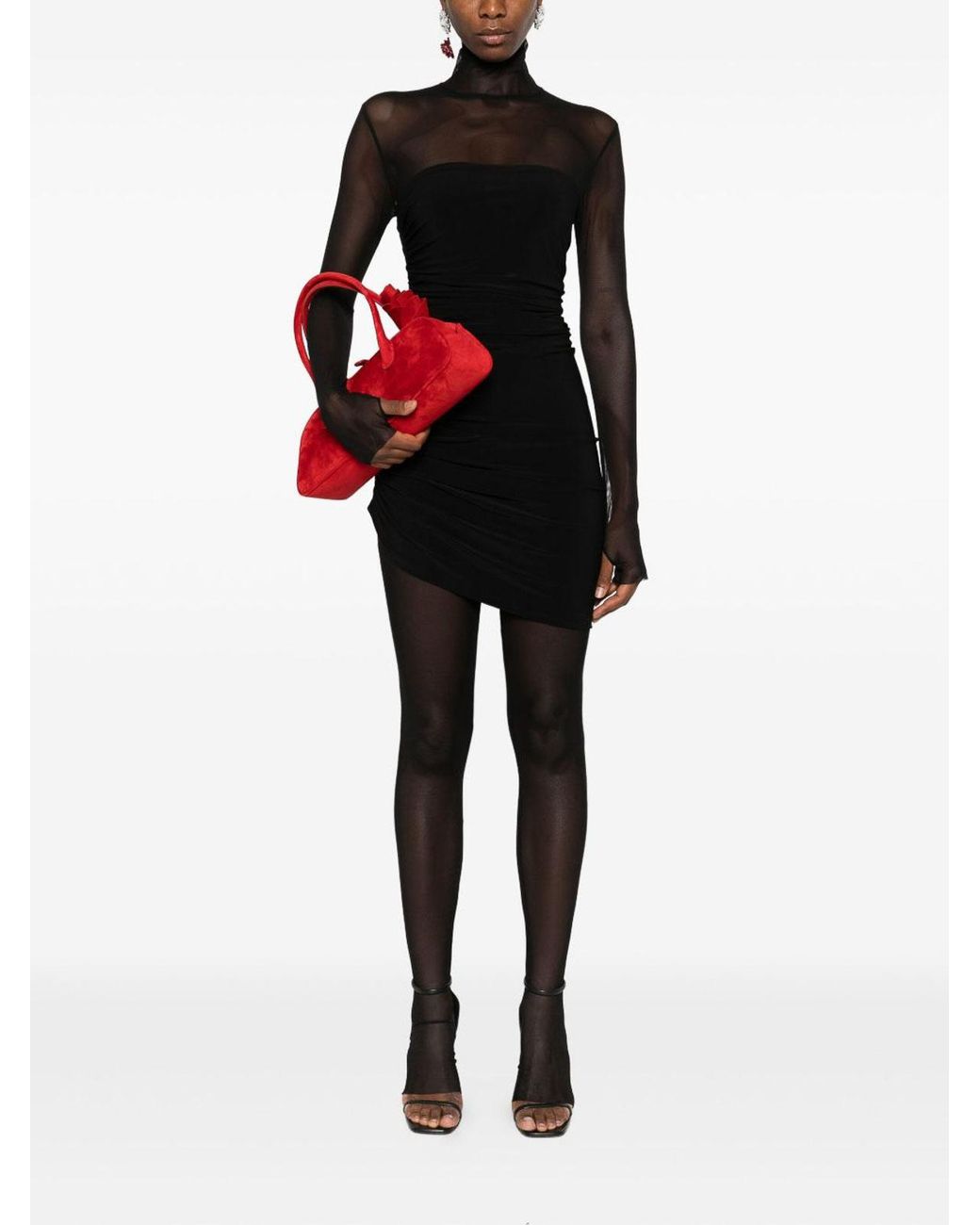 Norma Kamali Black Ruched Mini Dress