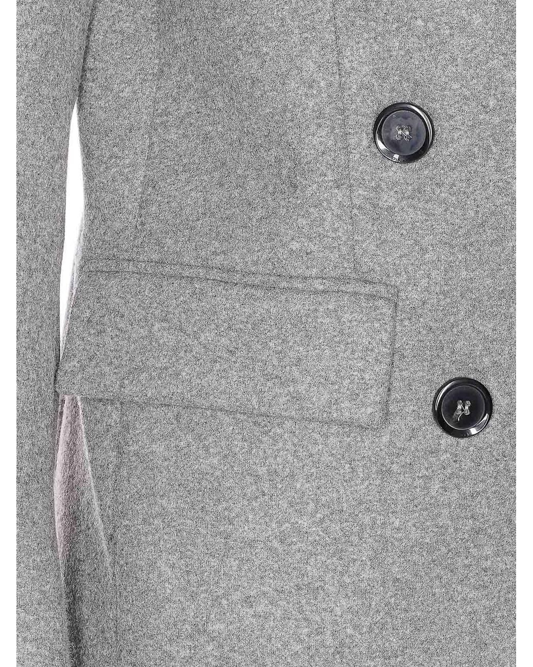 Pinko Gray Longline Jacket Notched Lapels