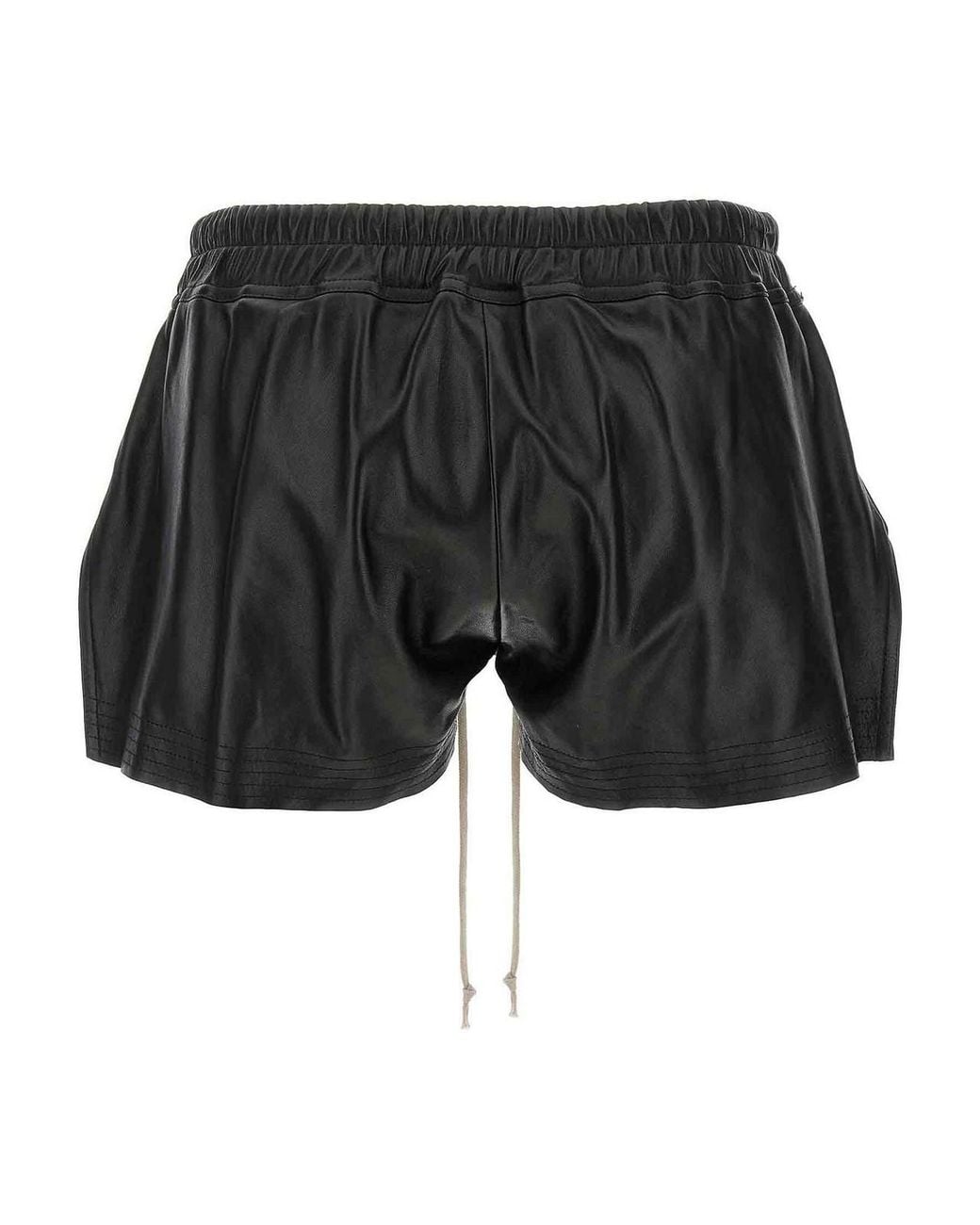 Rick Owens Black Lamb Leather Bermuda Shorts