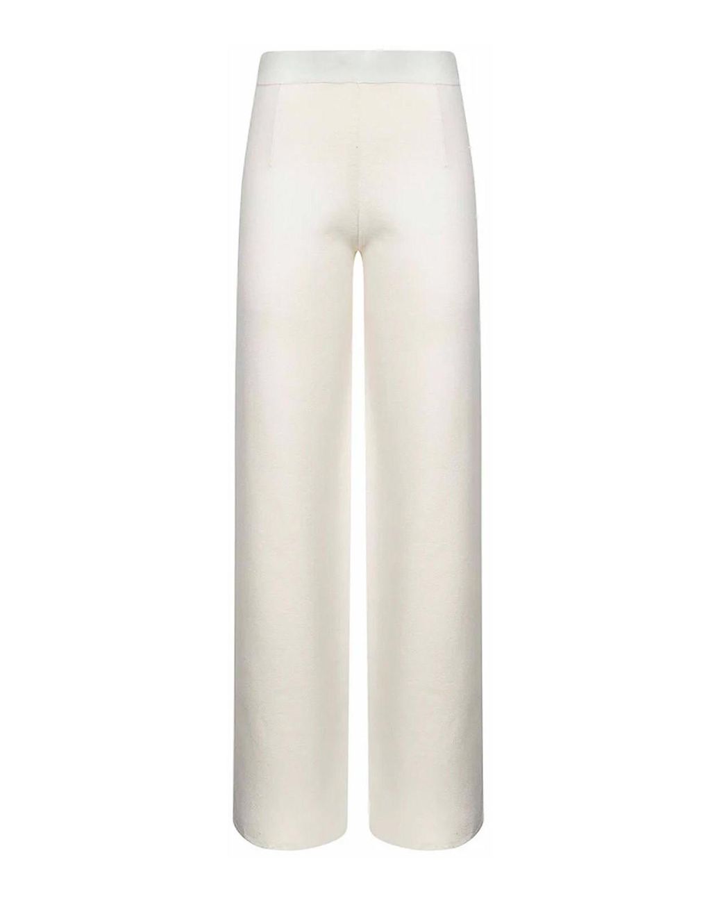 Max Mara White Stretch Knit Marzia Straight Trousers