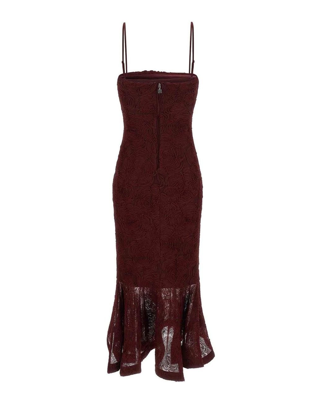 ROTATE BIRGER CHRISTENSEN Purple Flower Mesh Flounce' Dress