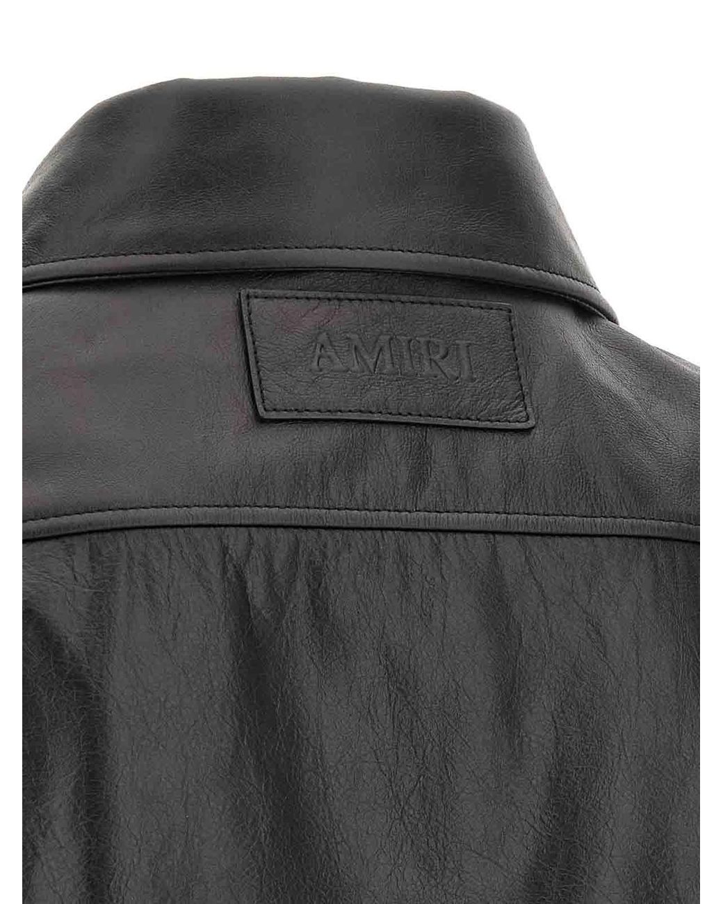 Amiri Black Zip-Front Leather Jacket for men