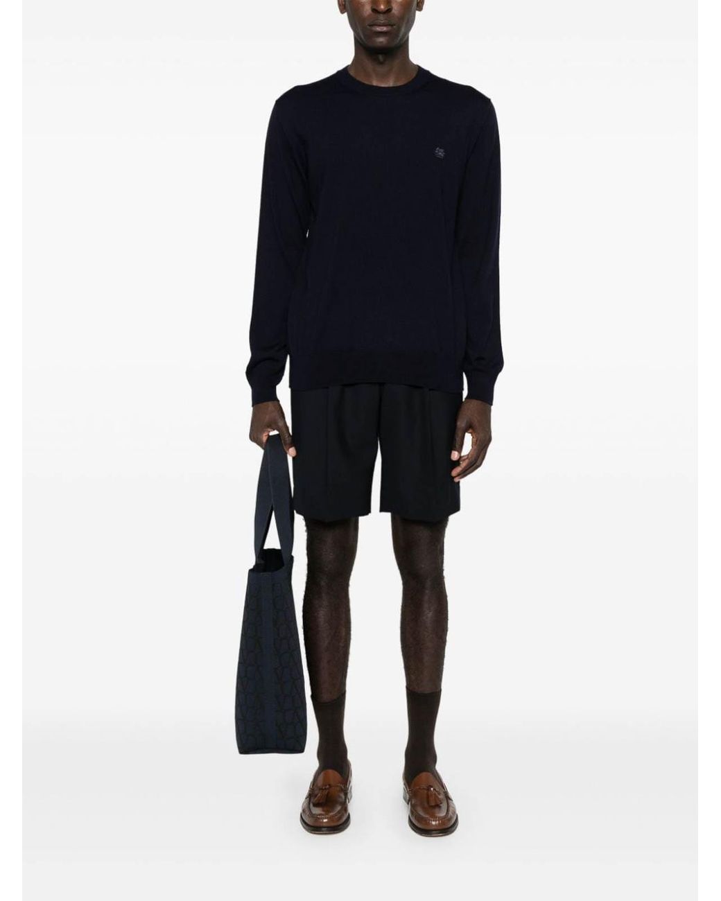 Etro Blue Knitted Pullover for men