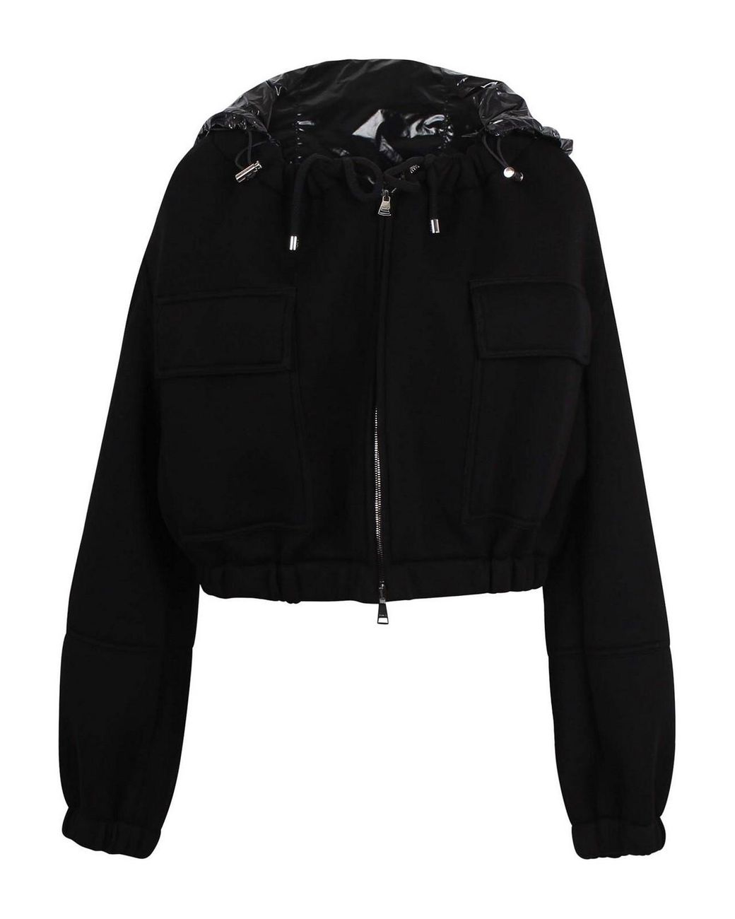 Giacca Cropped Con Cappuccio di Plan C in Black