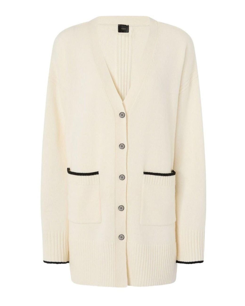 Pinko Natural Long Cardigan With V-Neck