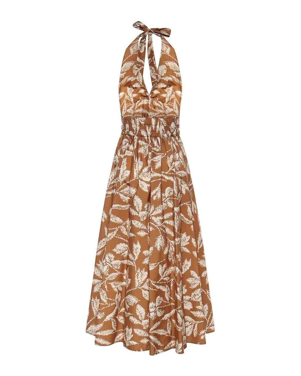 Max Mara Natural Long Printed Poplin Dress