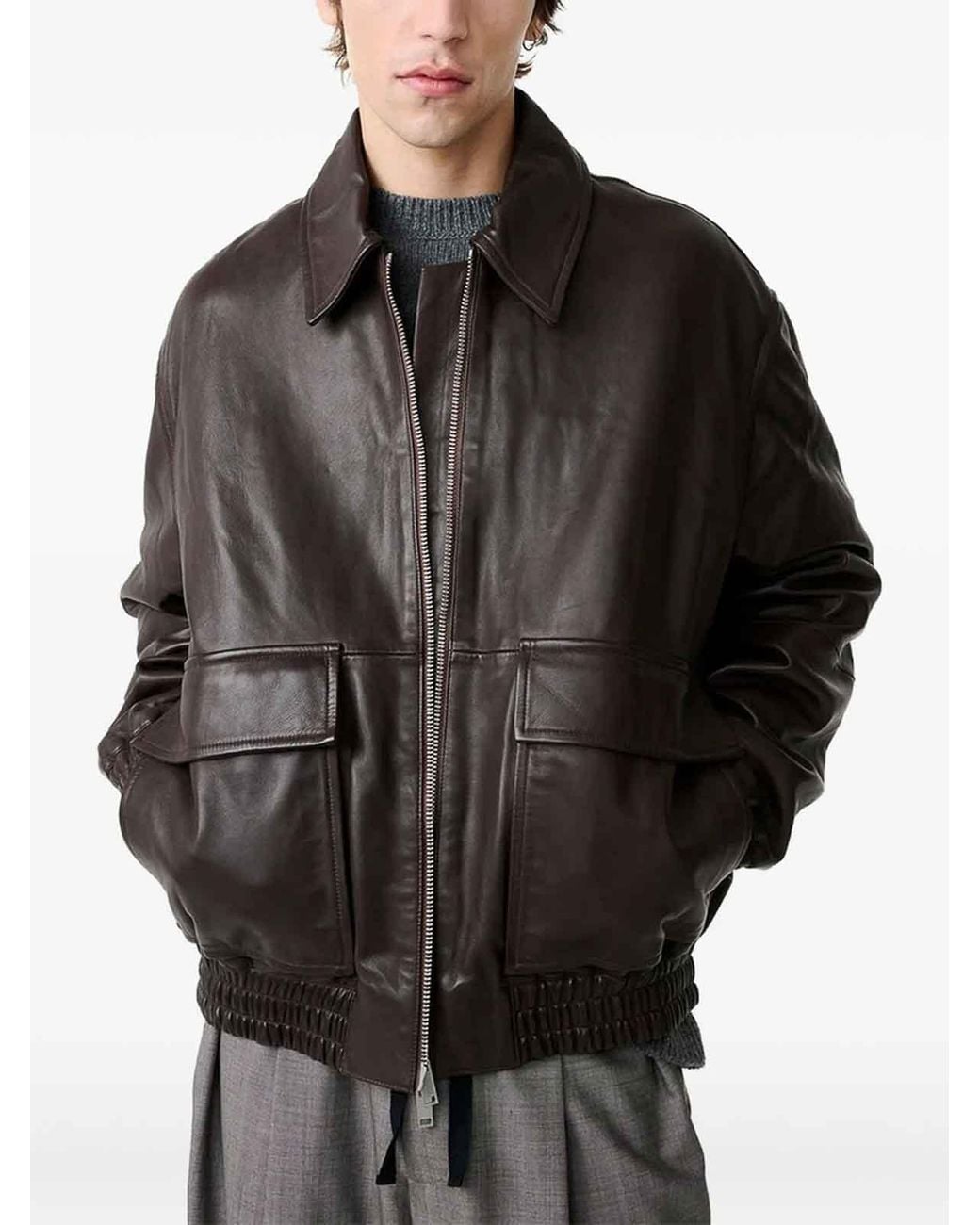 Studio Nicholson Brown Leather Outerwear for men