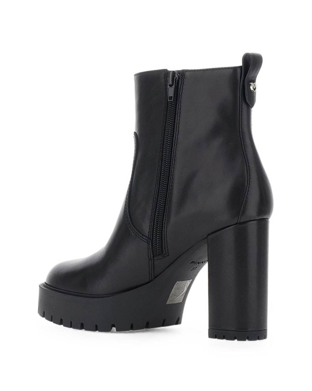 Pinko Black Clara Leather Ankle Boots