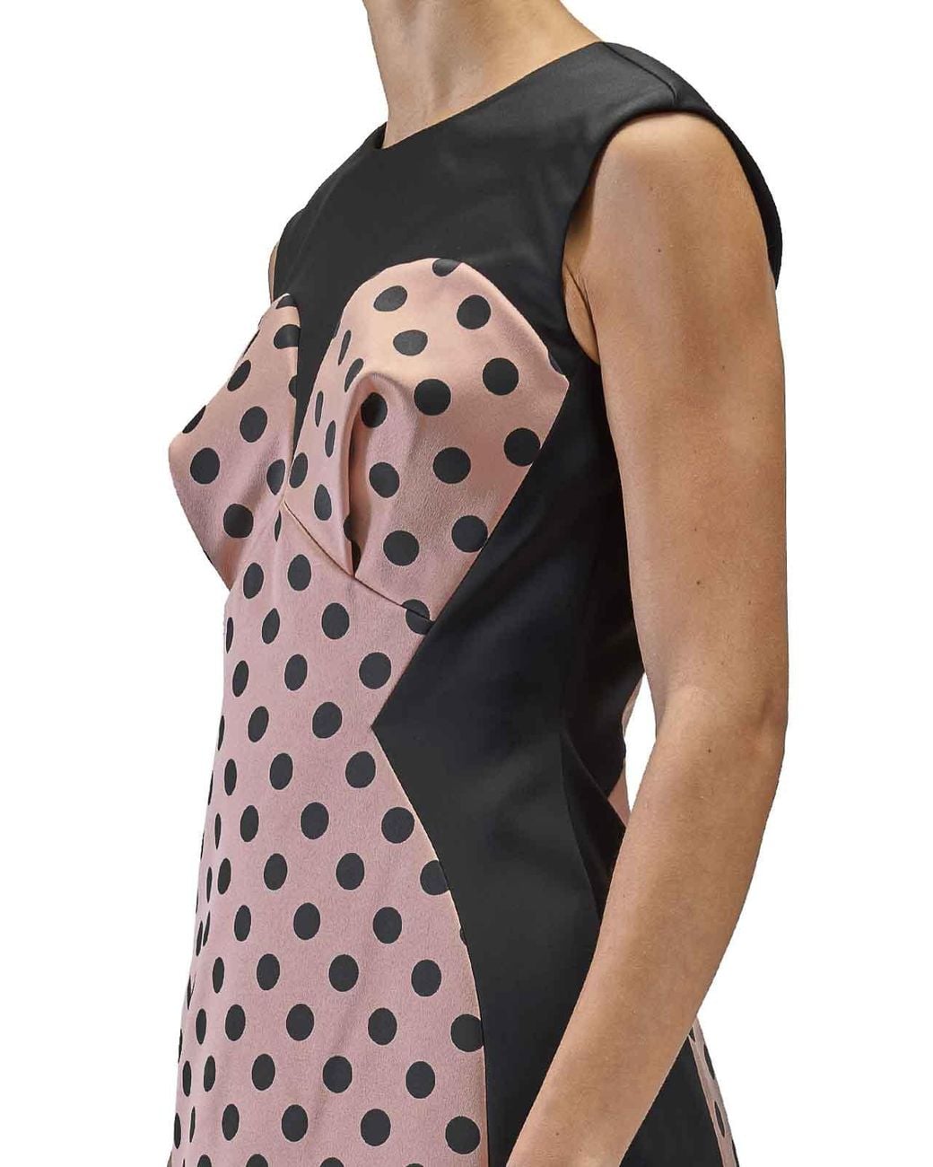 Marc Jacobs Black Seamed Up Dots Satin Dress