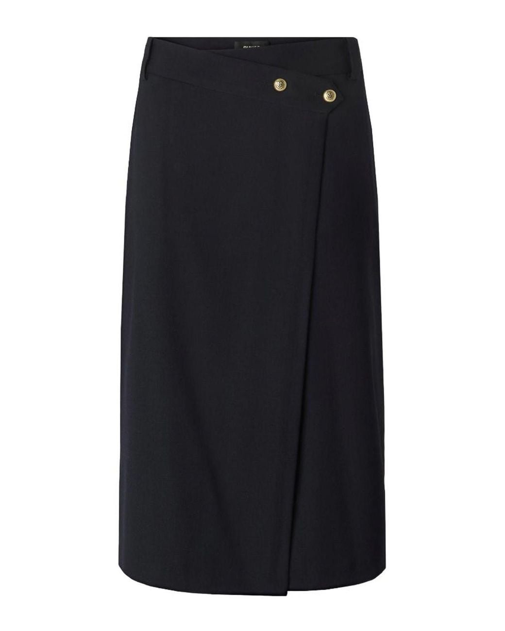 Pinko Black Elegant Marzemino Fan-Effect Midi Skirt