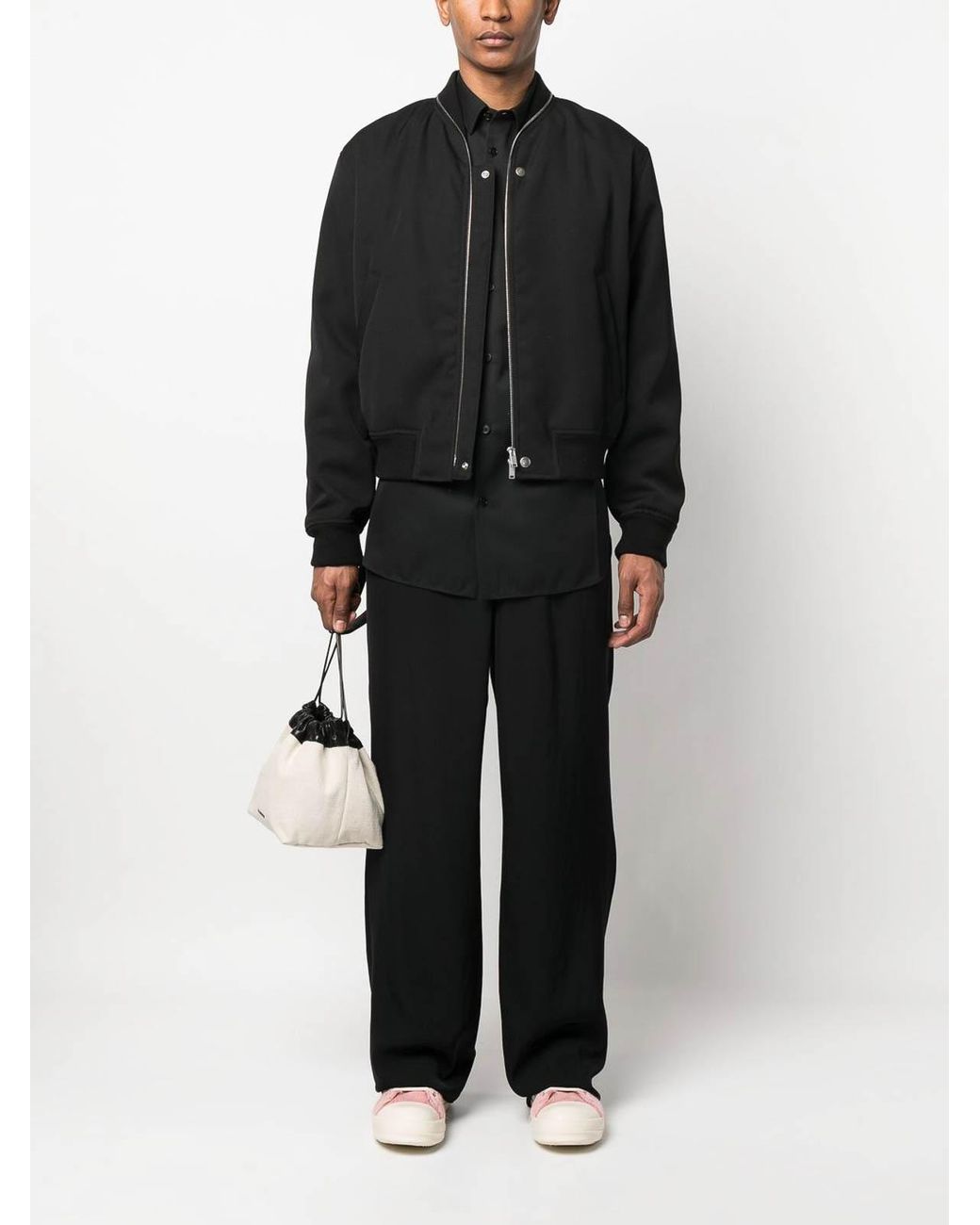 Jil Sander Black Zip Bomber Jacket for men