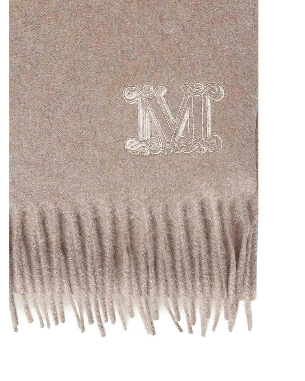 Max Mara Natural Monogram Cashmere Scarf