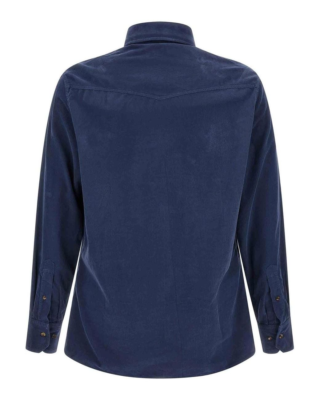 Brunello Cucinelli Blue Corduroy Shirt for men