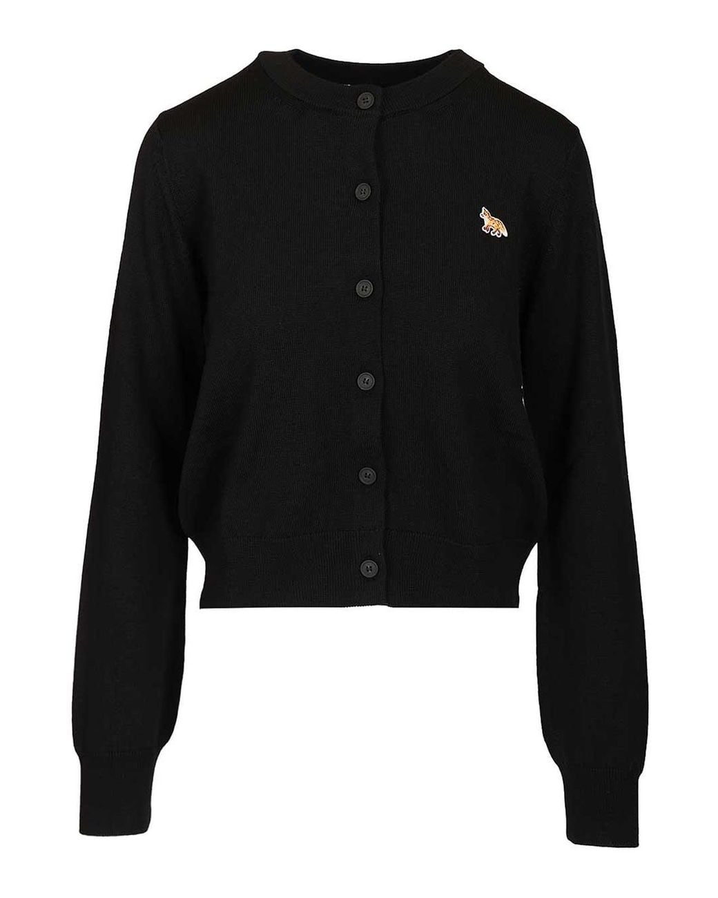 Maison Kitsuné Black Merino Wool Cardigan