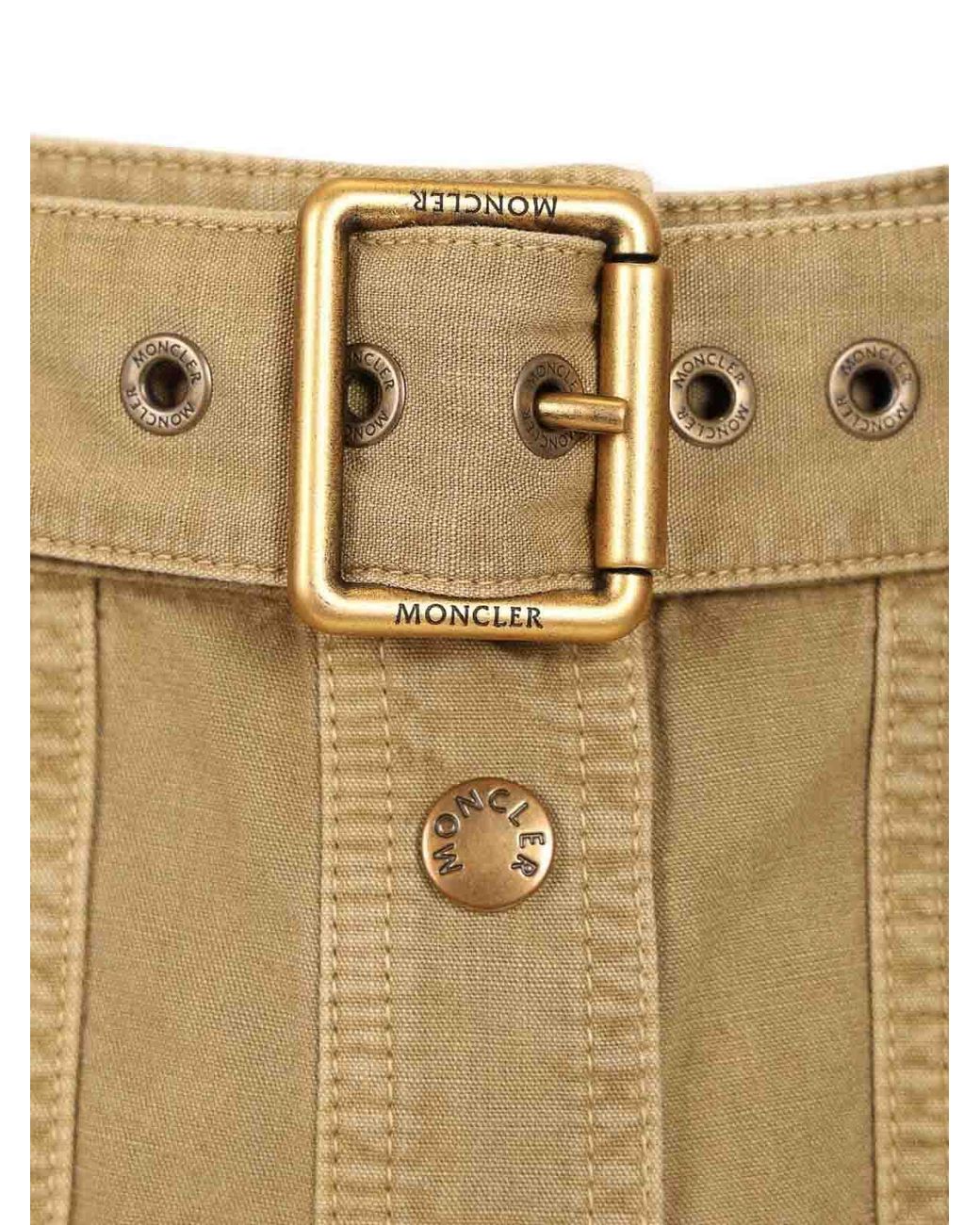 Moncler Natural Cotton Midi Skirt With Belt