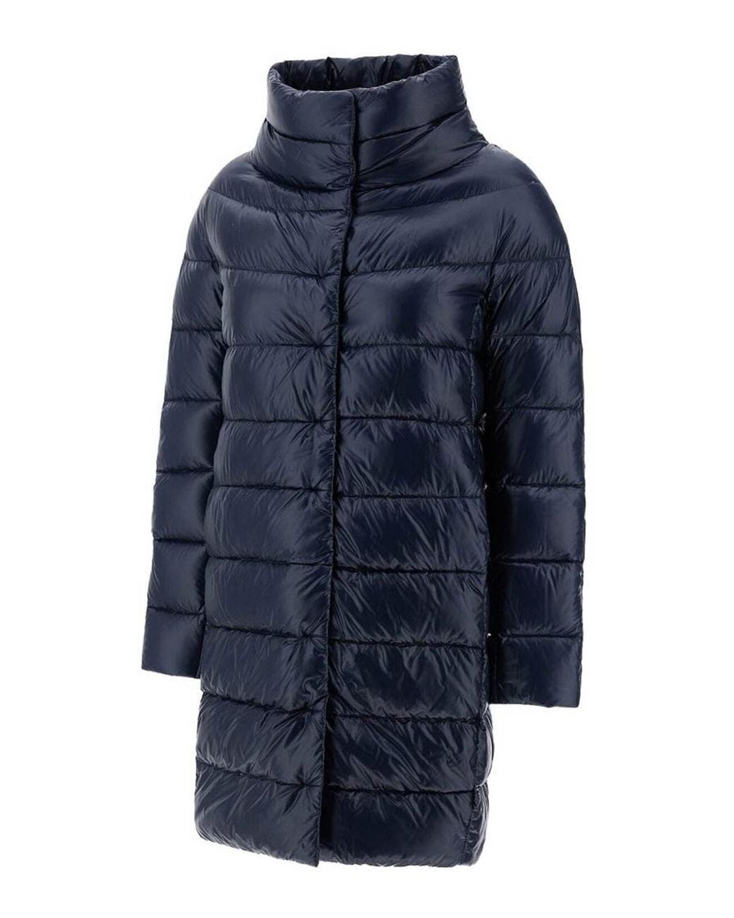 Herno Blue Bright High-Neck Midi Puffer Jacket
