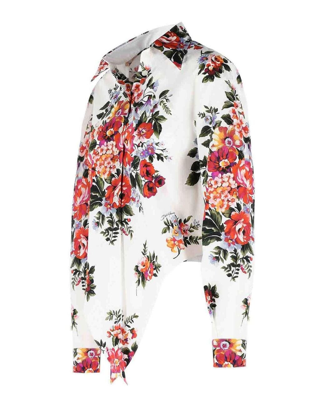 Dolce & Gabbana Red Dolce & Gabbana Fiori Cotton Shirt