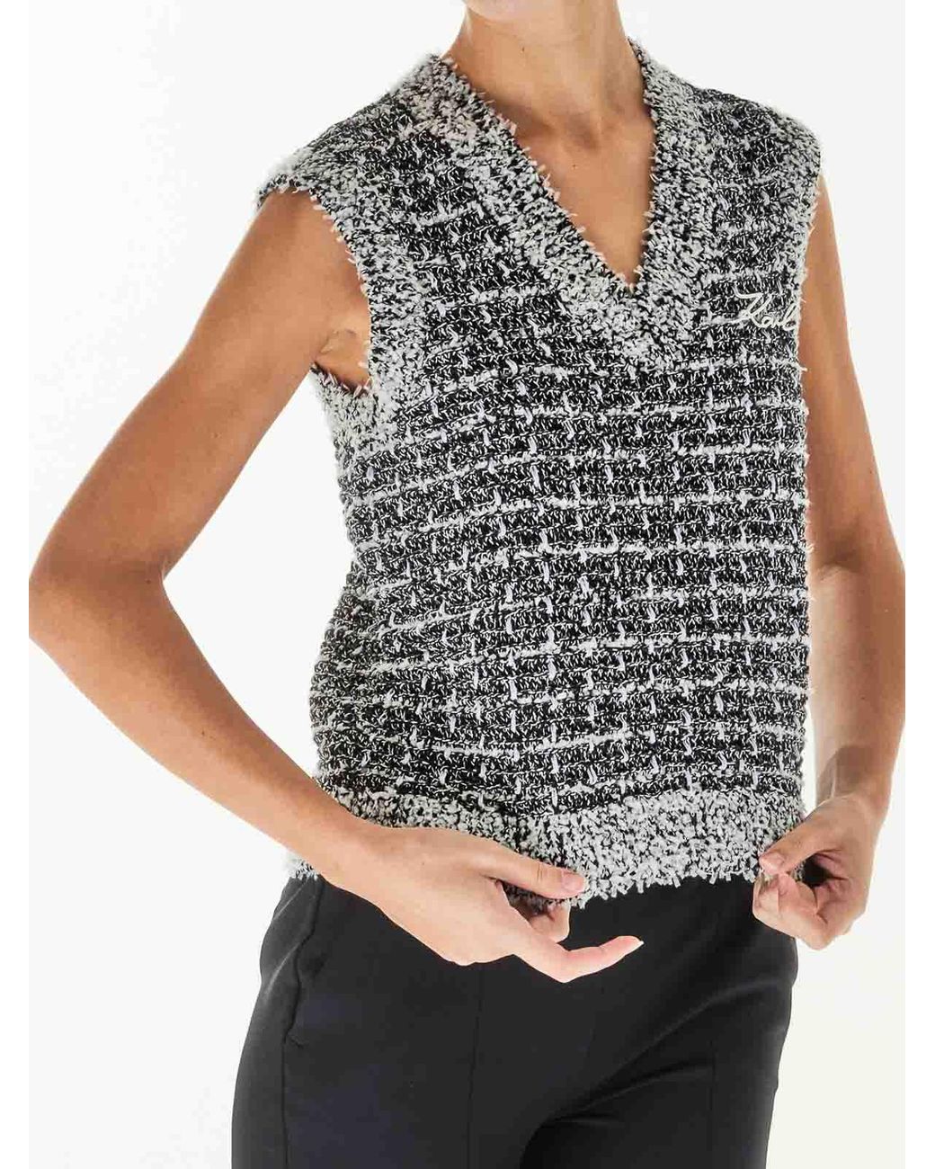 Karl Lagerfeld Gray Boucle Vest