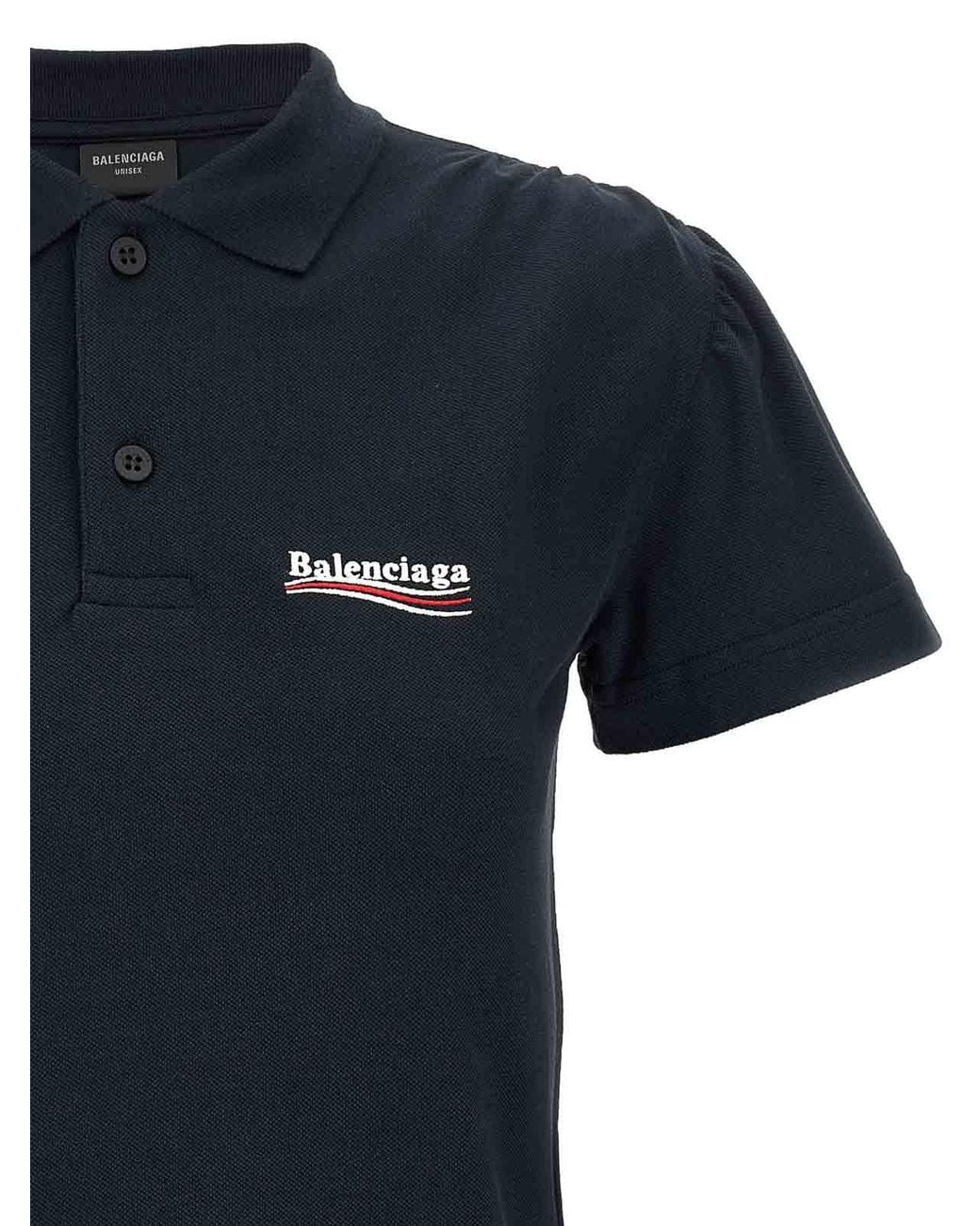 Balenciaga Black Logo Embroidery Polo Shirt