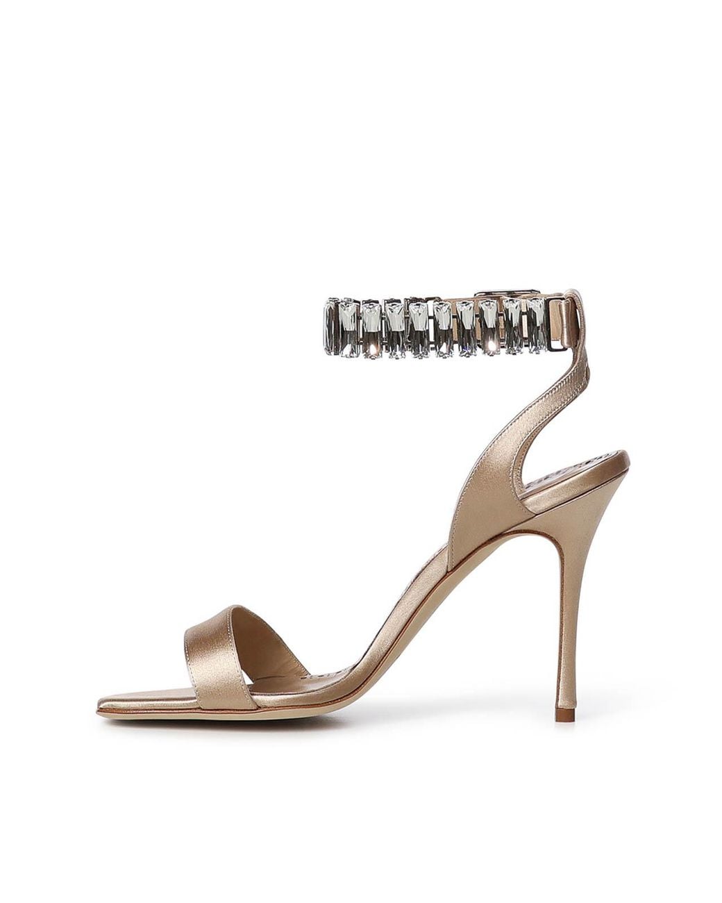 Manolo Blahnik White Bayosan Satin Sandals