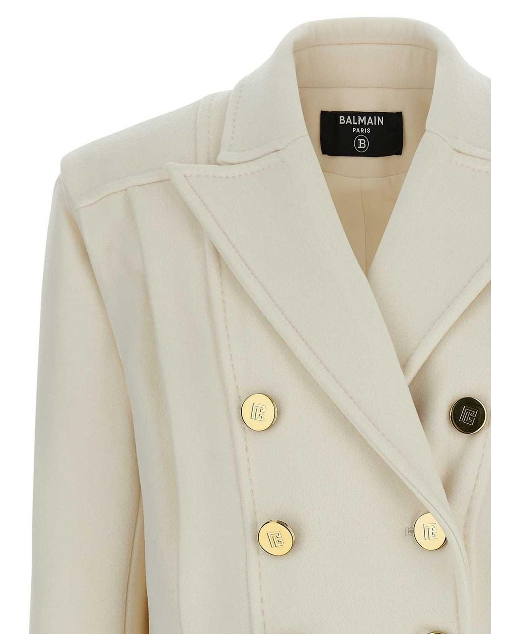Balmain Natural Double-Breasted Coat