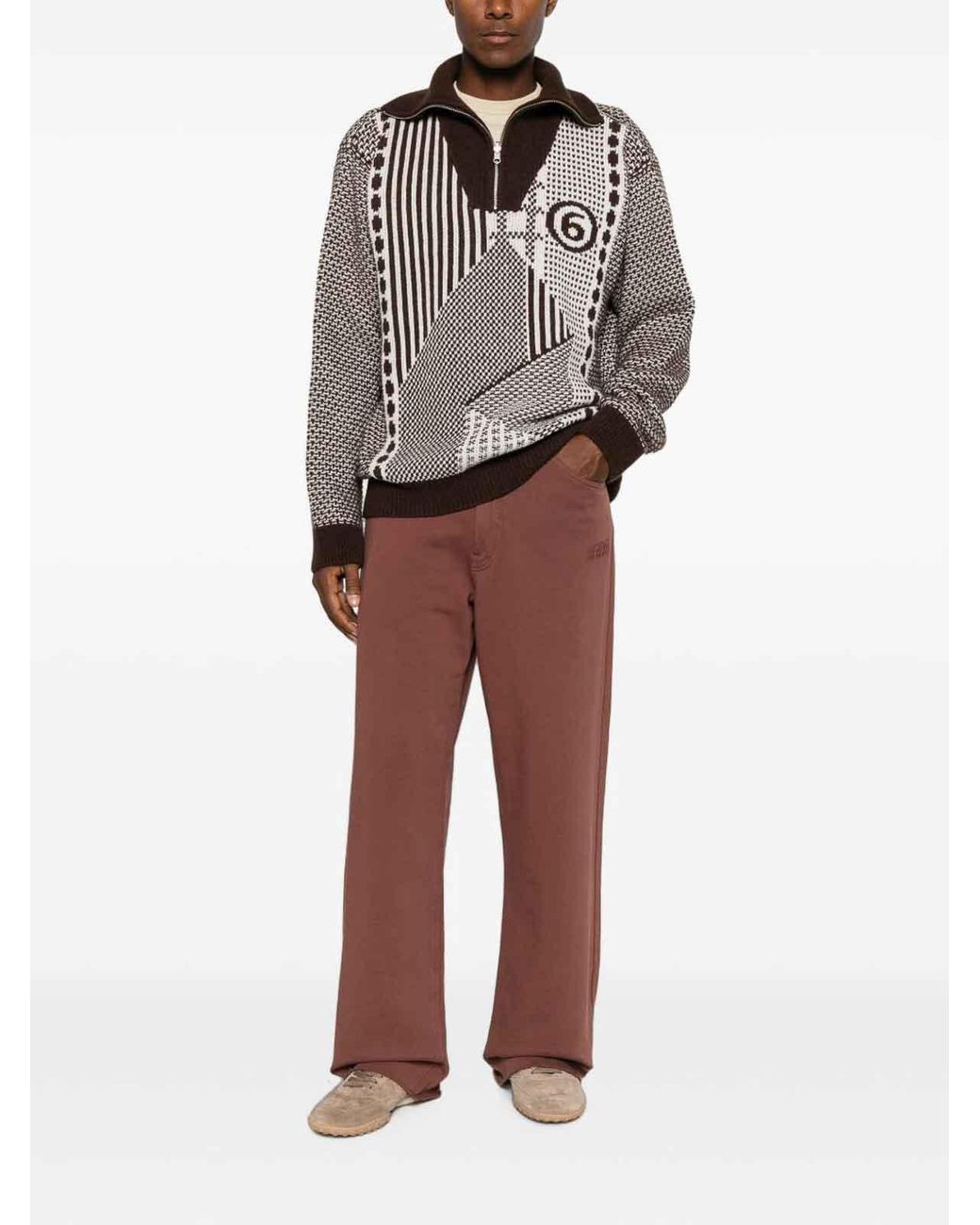 MM6 by Maison Margiela Brown Casual Cotton Trousers With Pockets for men