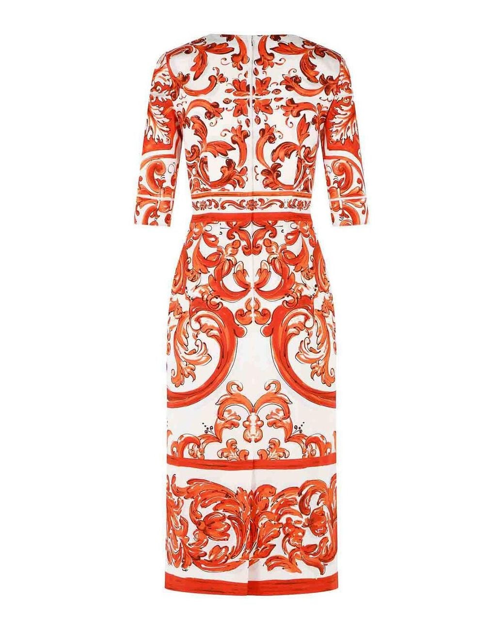 Dolce & Gabbana Red Dolce & Gabbana Majolica Print Silk Dress