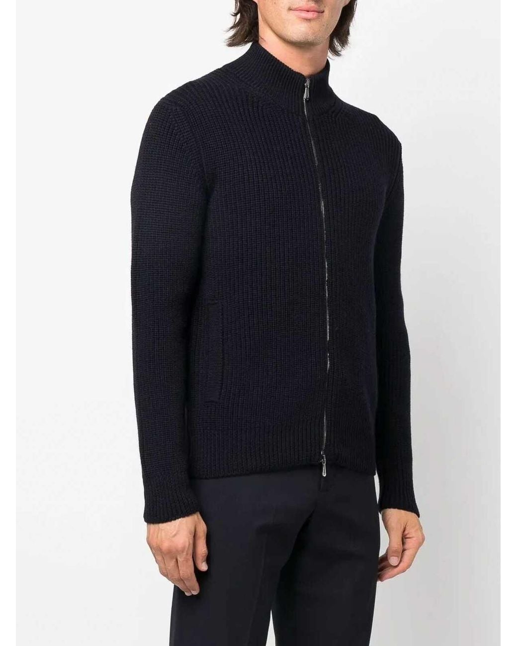 Drumohr Blue Cardigan With Pockets And Zip for men