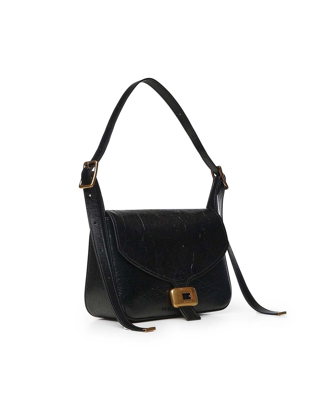 Balenciaga Black Medium Clicca Leather Shoulder Bag