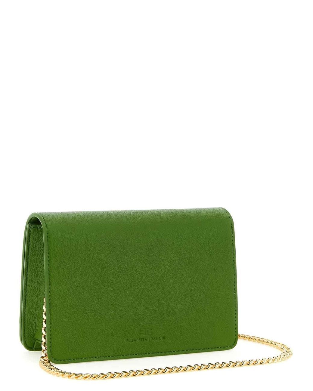 Elisabetta Franchi Green Logo Shoulder Strap