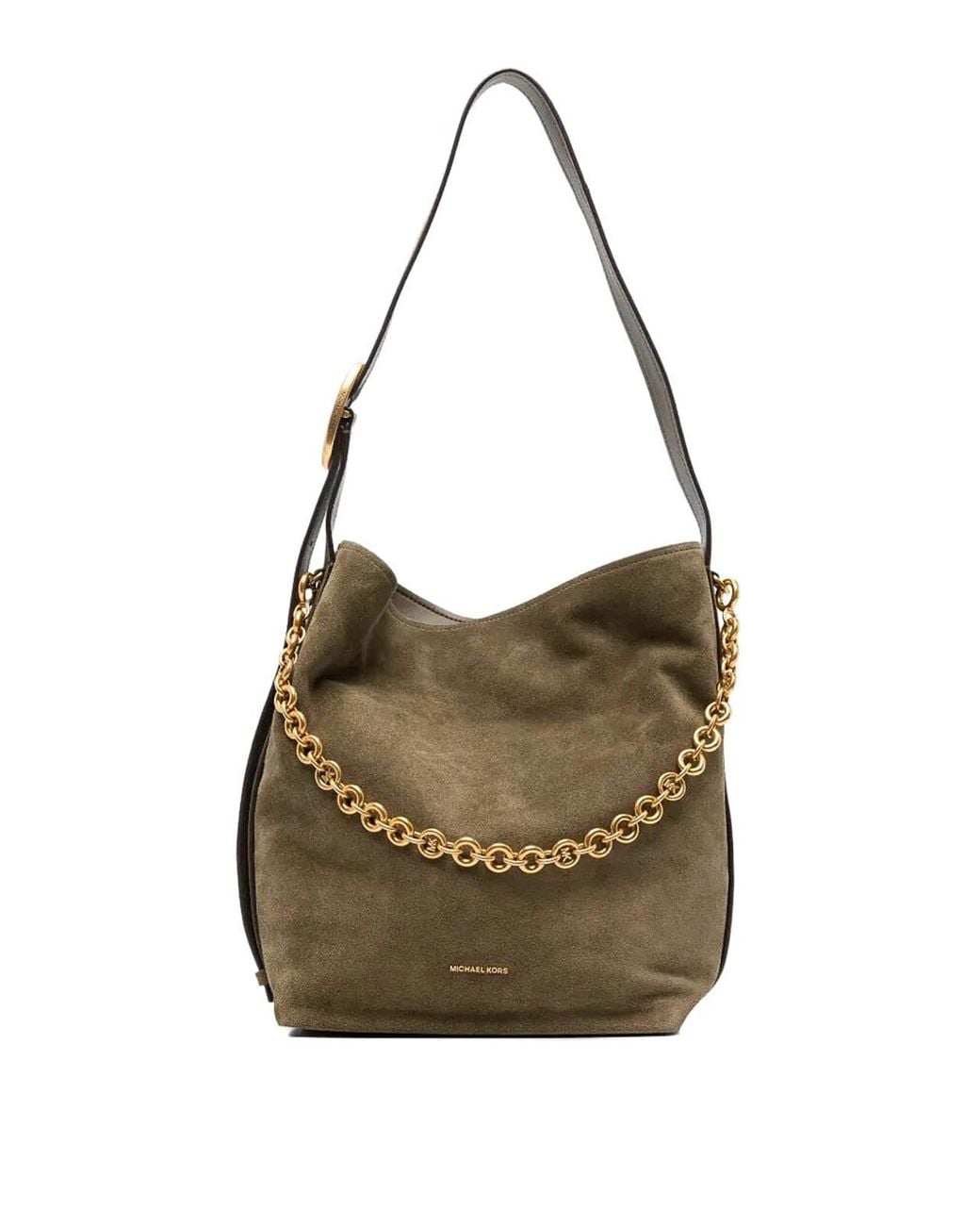 Michael Kors Metallic Lg Bucket Shoulder Bag With Chain