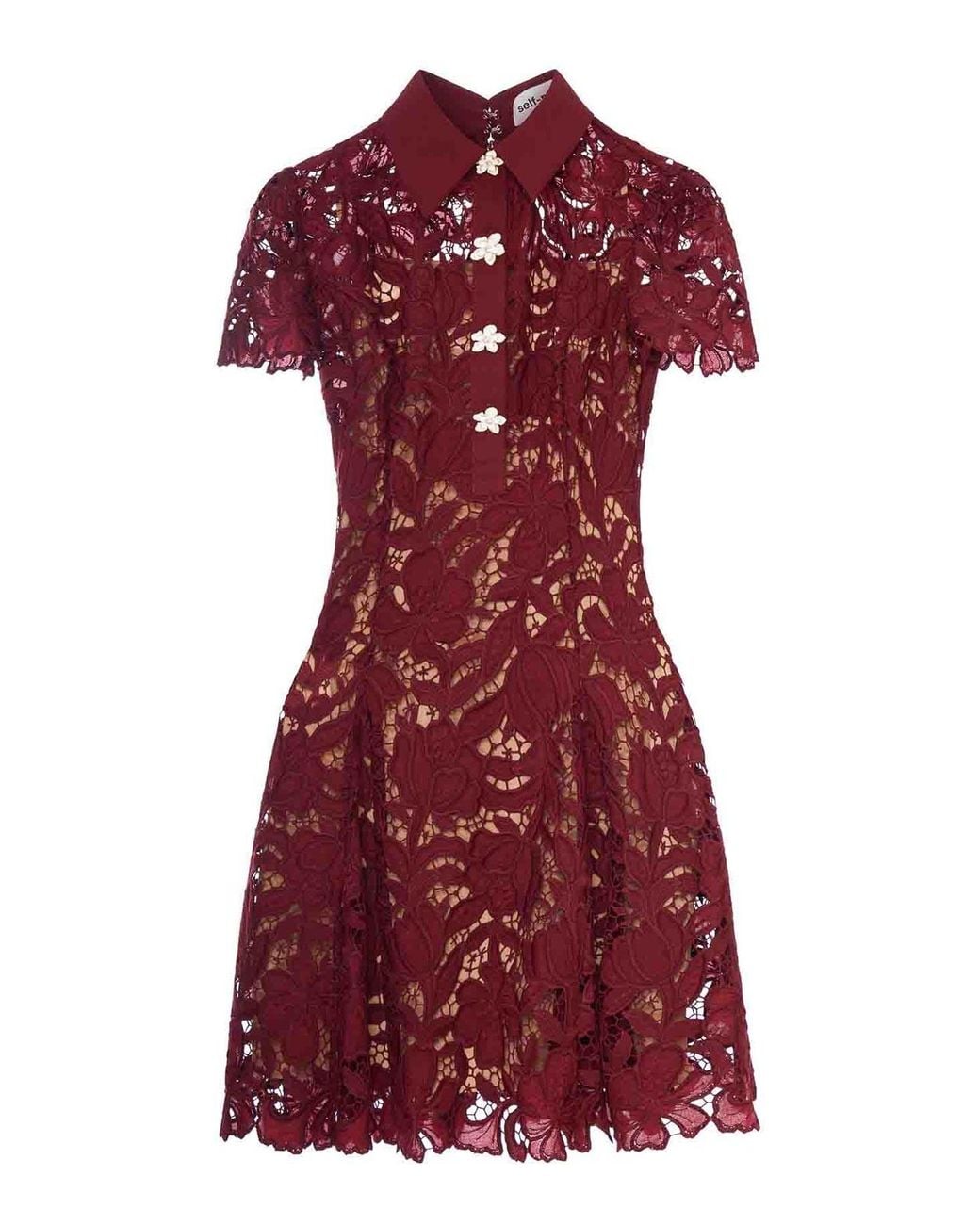 Self-Portrait Red Lace Mini Dress