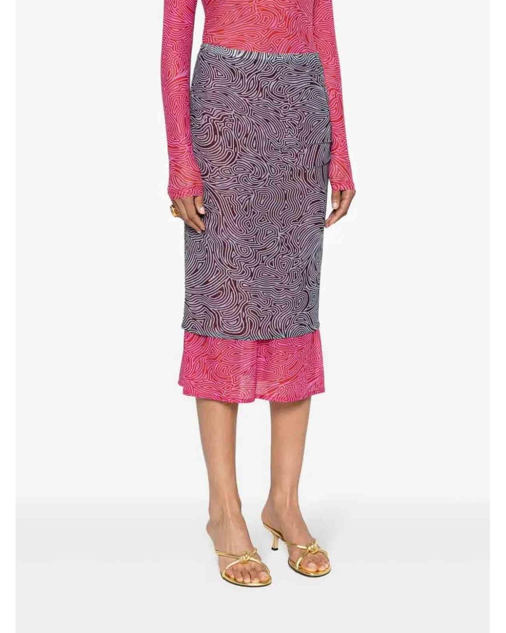 Dries Van Noten Purple Midi Skirt