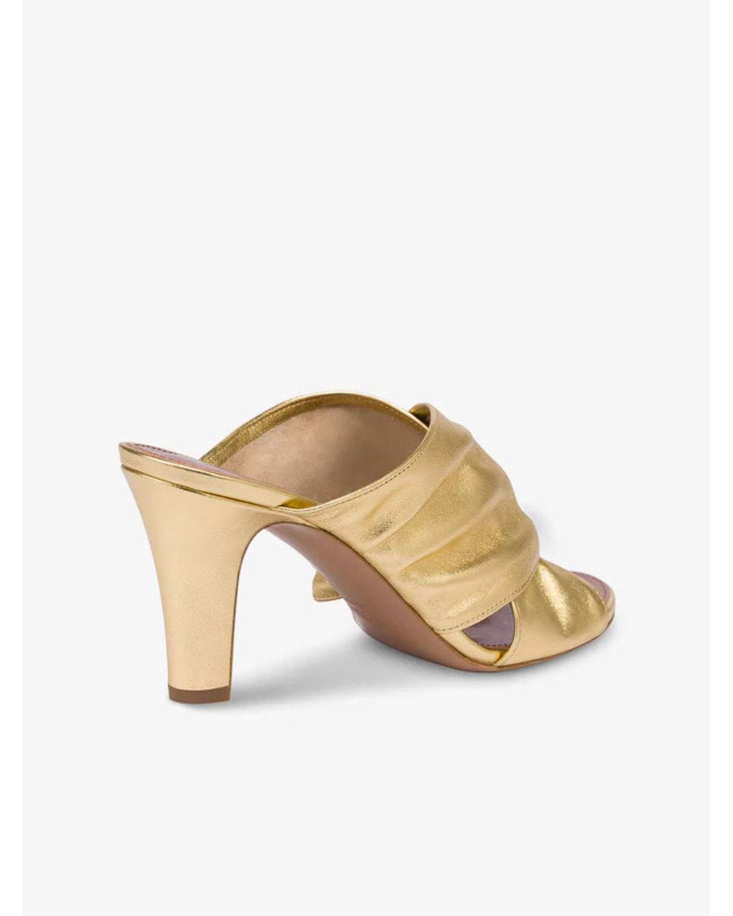 Paris Texas Natural Ruched Leather Mules Open Toe Heels