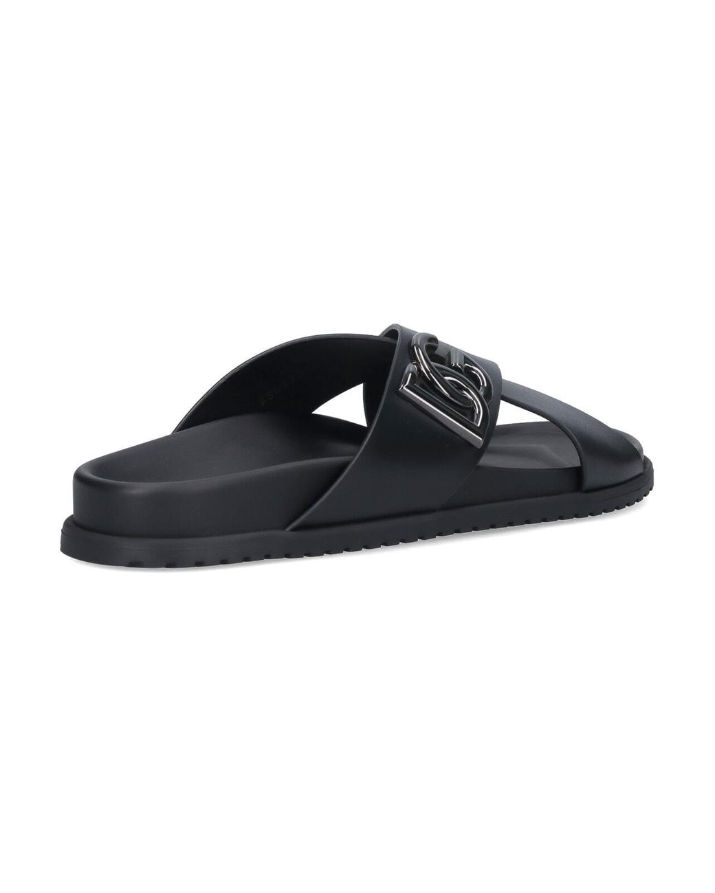 Dolce & Gabbana Black Slide Sandals Logo for men