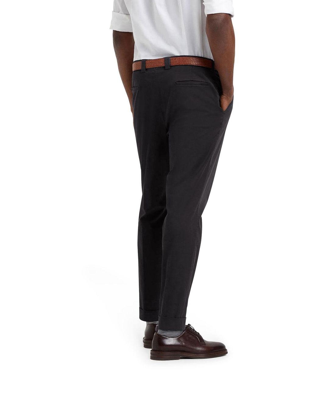 Brunello Cucinelli Black Cotton Blend Chino Pants for men