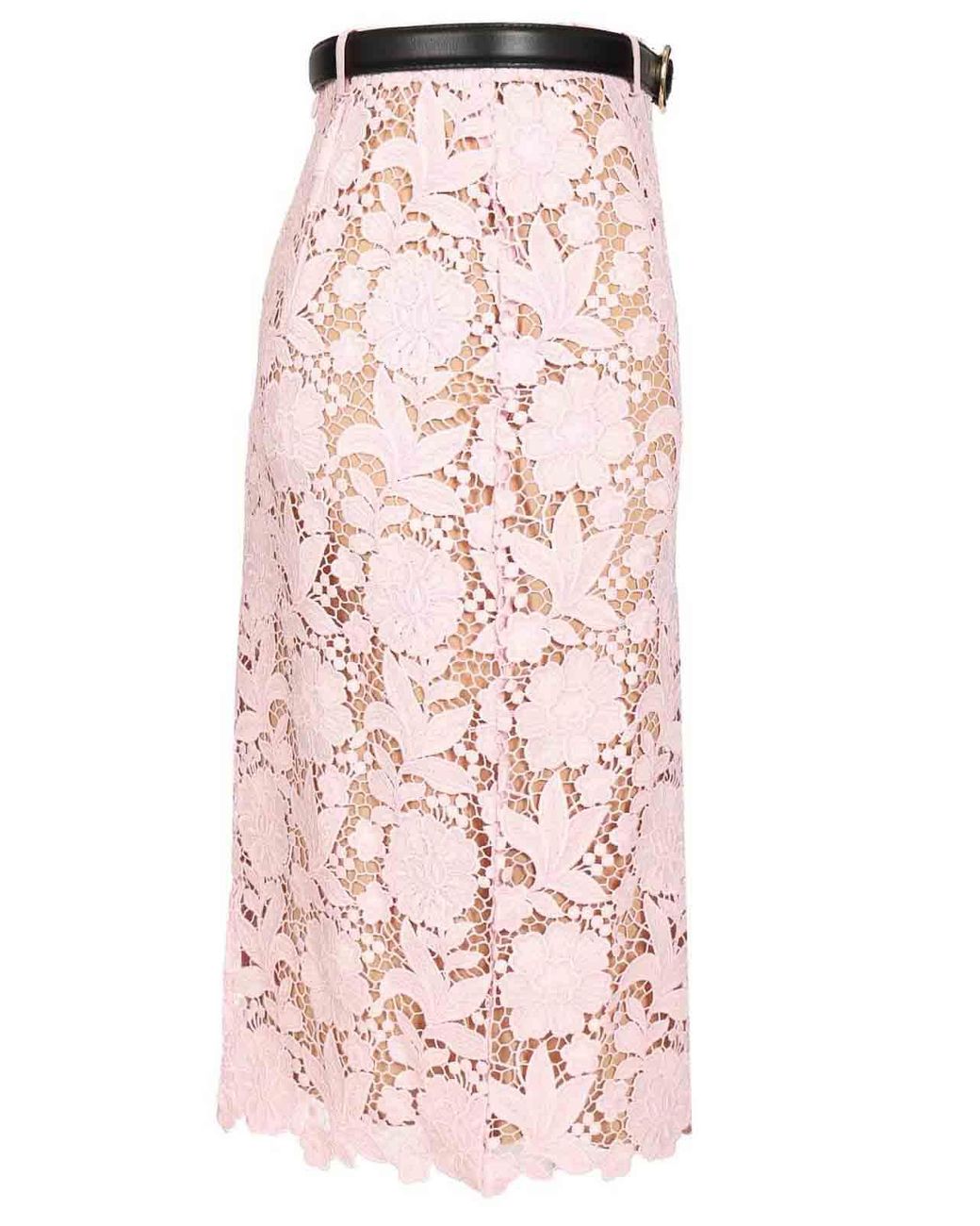 Self-Portrait Pink Lace Pencil Skirt