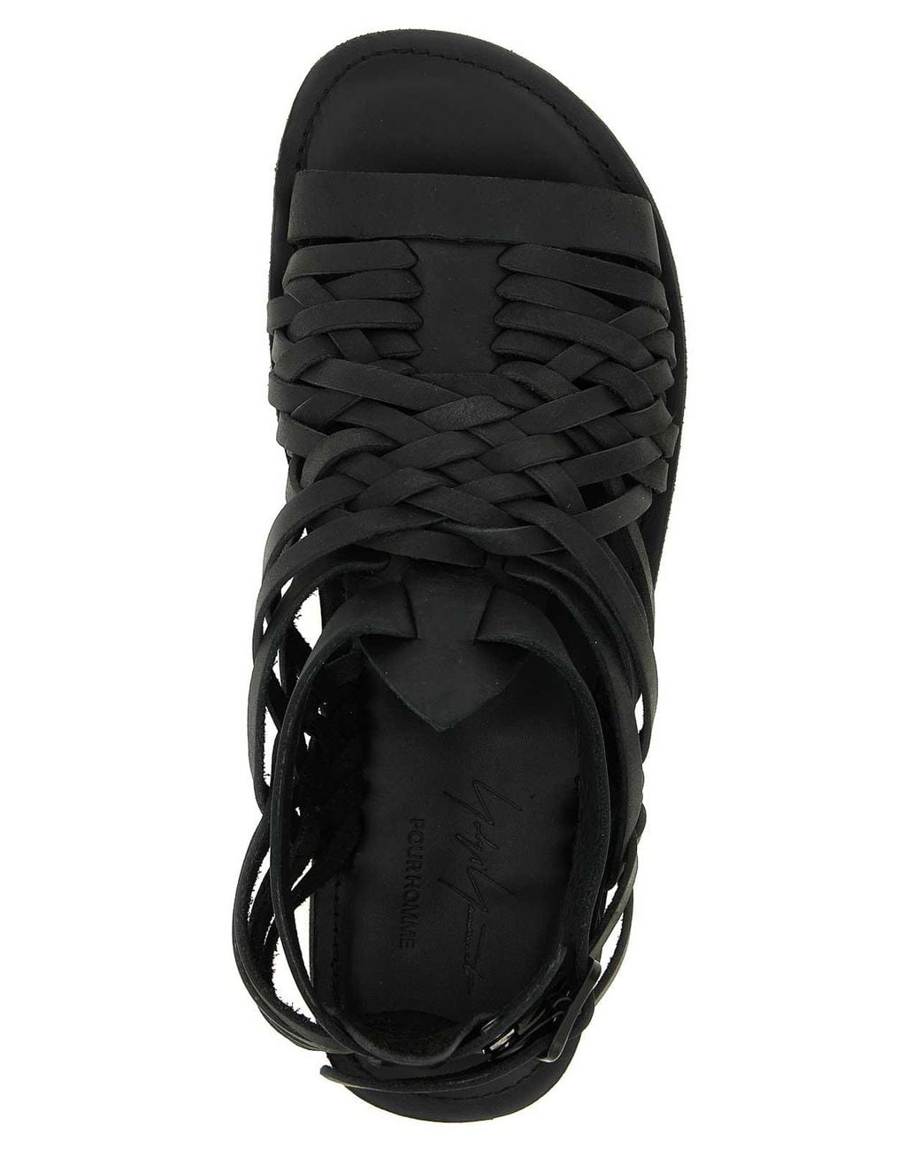Yohji Yamamoto Black Braided Leather Sandals for men