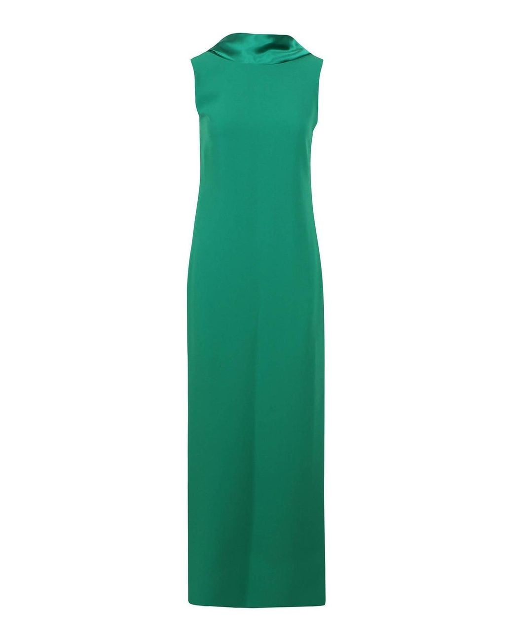 Max Mara Green Cady Dress With Draped Back