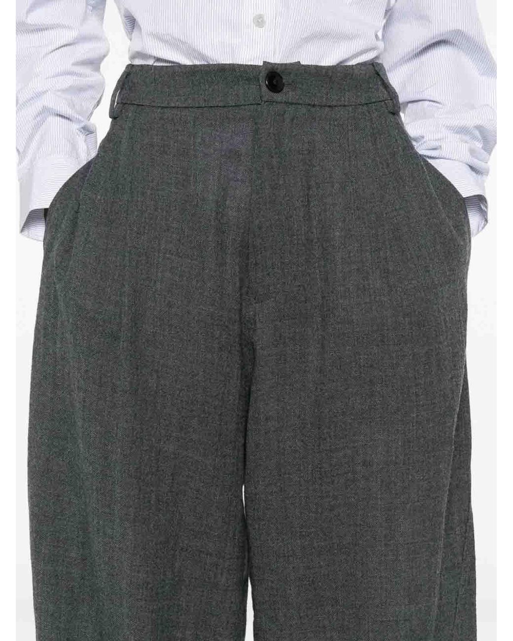 DARKPARK Gray Phebe Wide Leg Japanese Light Wool Pants