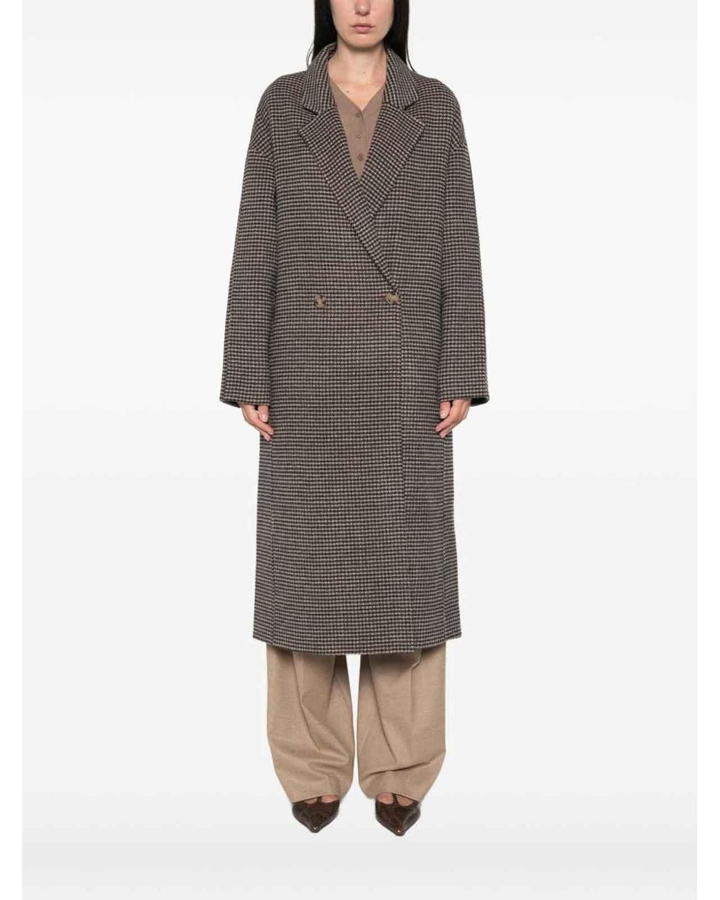 Soft Goat Gray Wool Double-Breasted Coat