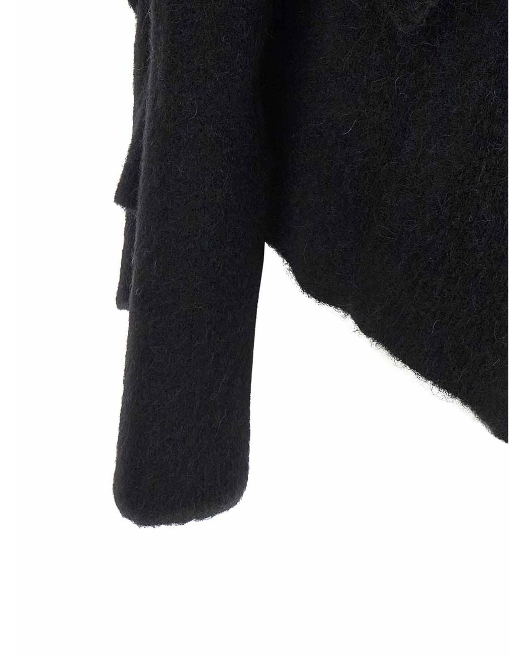 Rick Owens Black Hooded Medium Wrap' Cardigan
