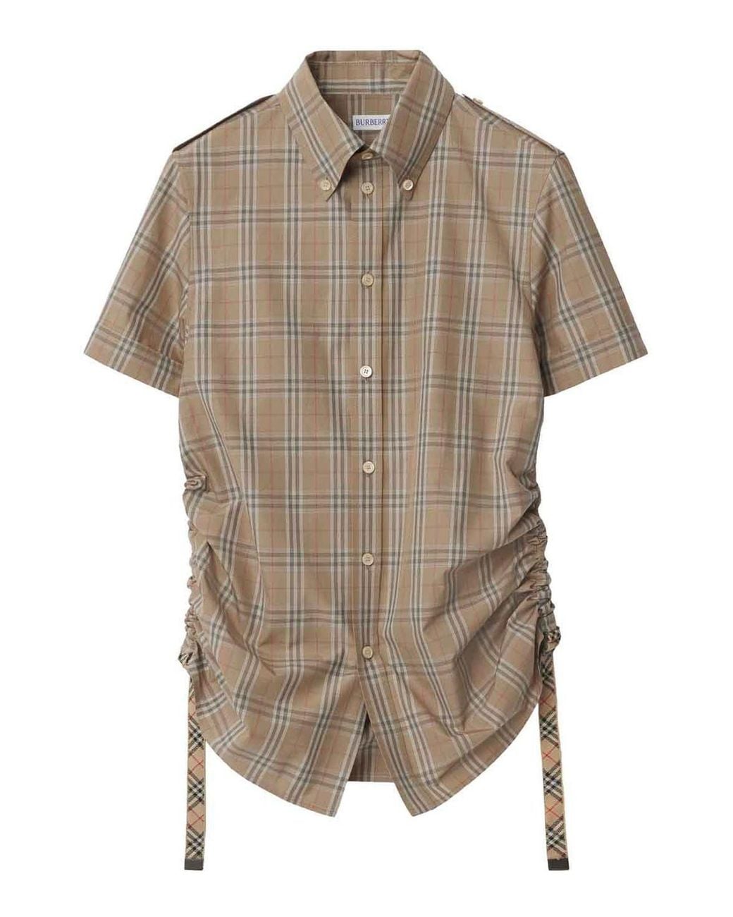 Burberry Natural Checkered Cotton Shirt
