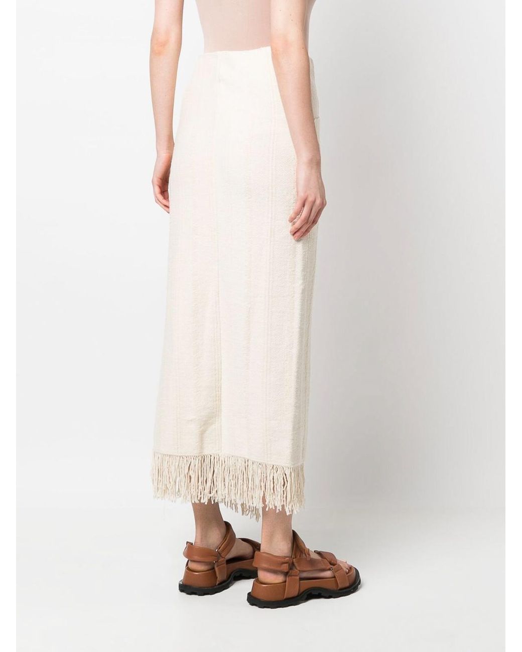 Jil Sander White Cotton Blend Midi Skirt